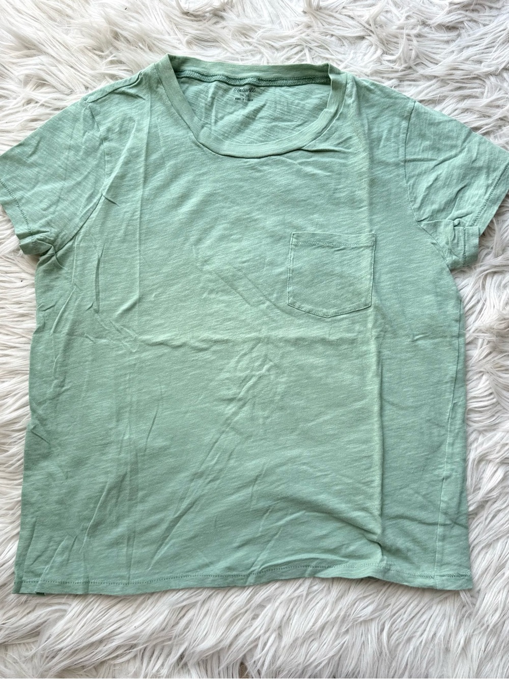 Madewell Slub Pocket Tee Women M Sage Green Relaxed Lightweight T Shirt